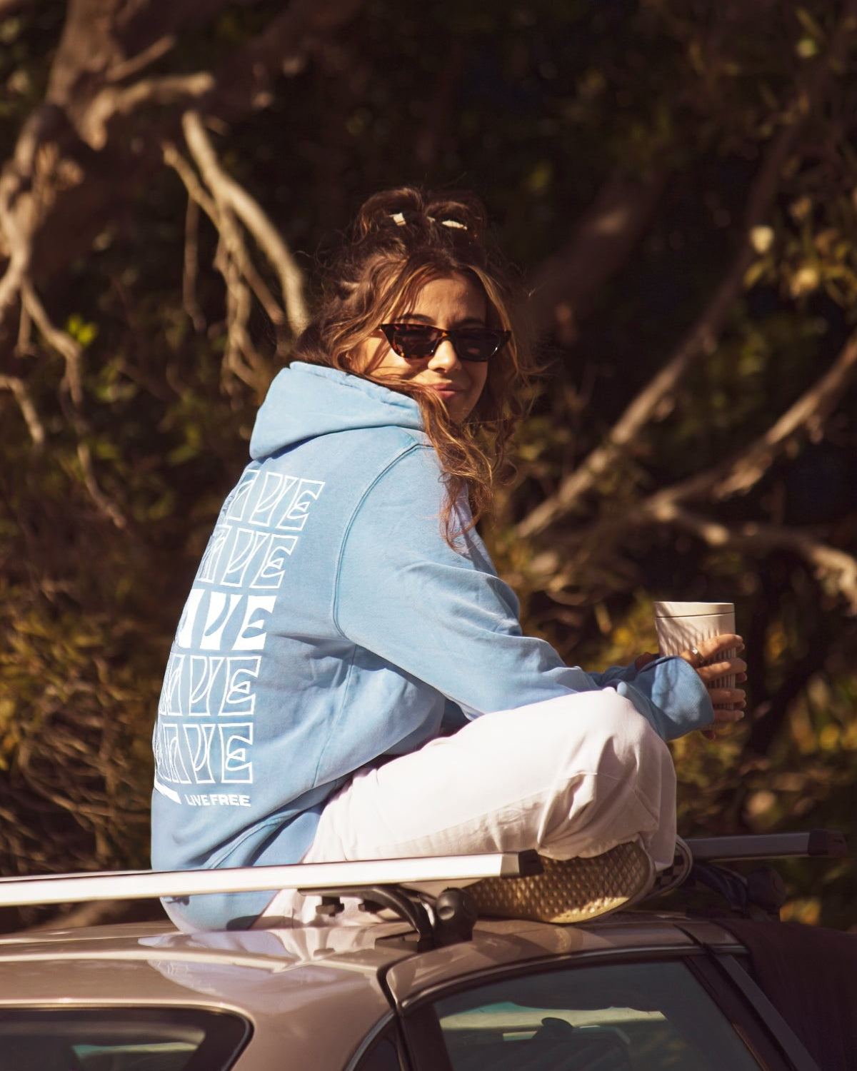 Live Free Hoodie Vintage - Blue Soul