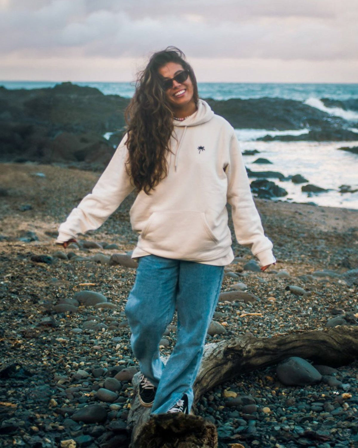 Palm Tree Hoodie - Natural Raw