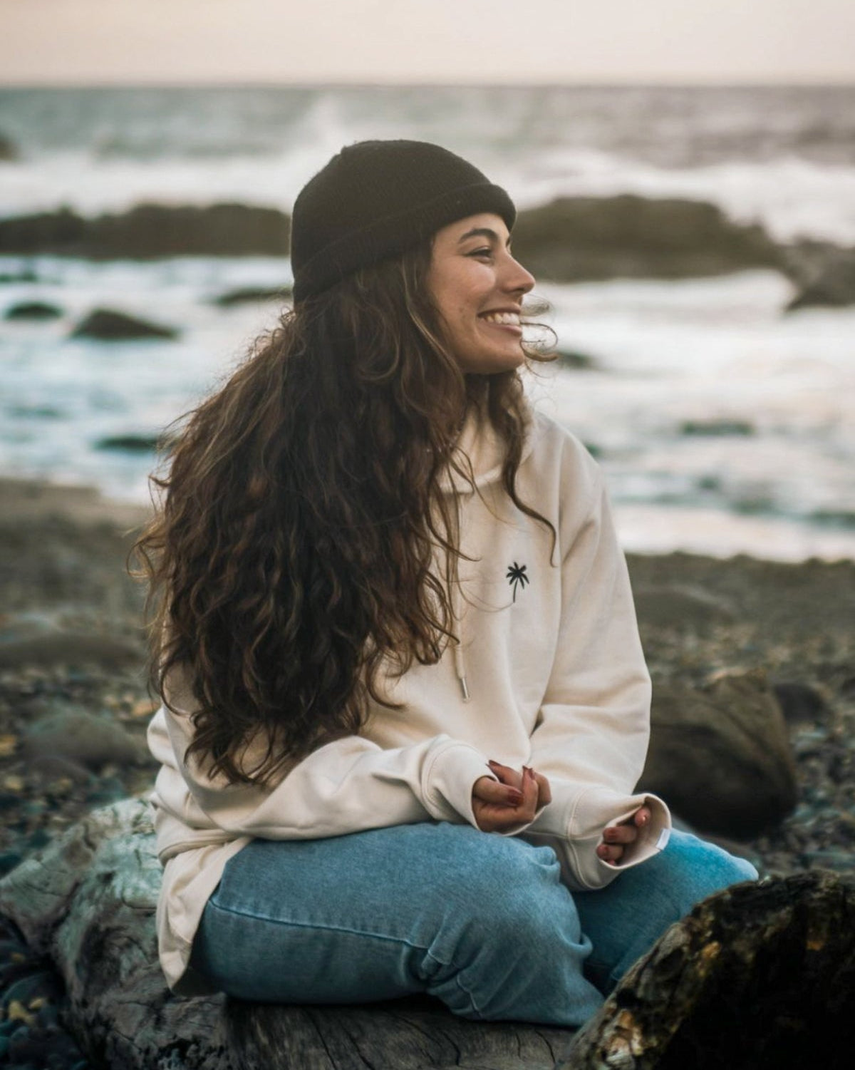 Palm Tree Hoodie - Natural Raw