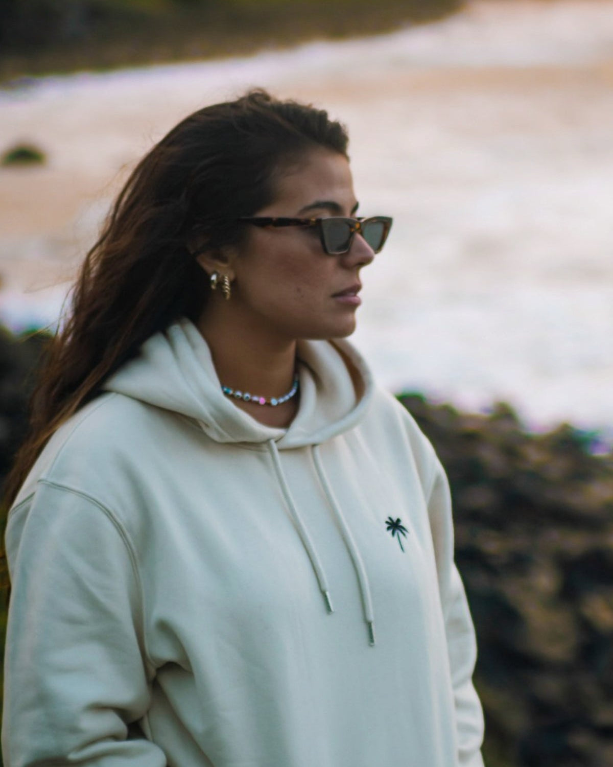 Palm Tree Hoodie - Natural Raw