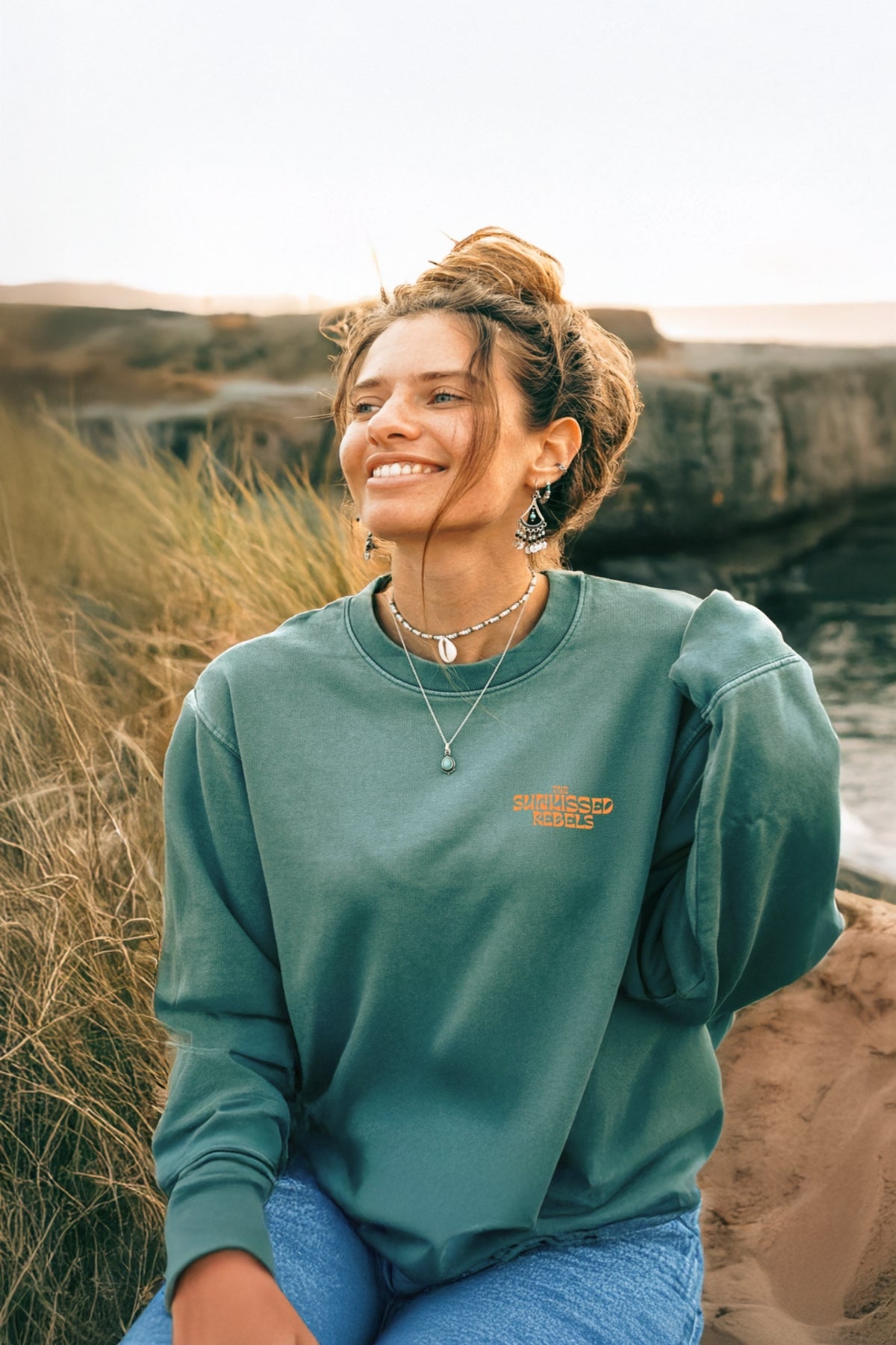 Live Free Vintage Sweater - Palm Green