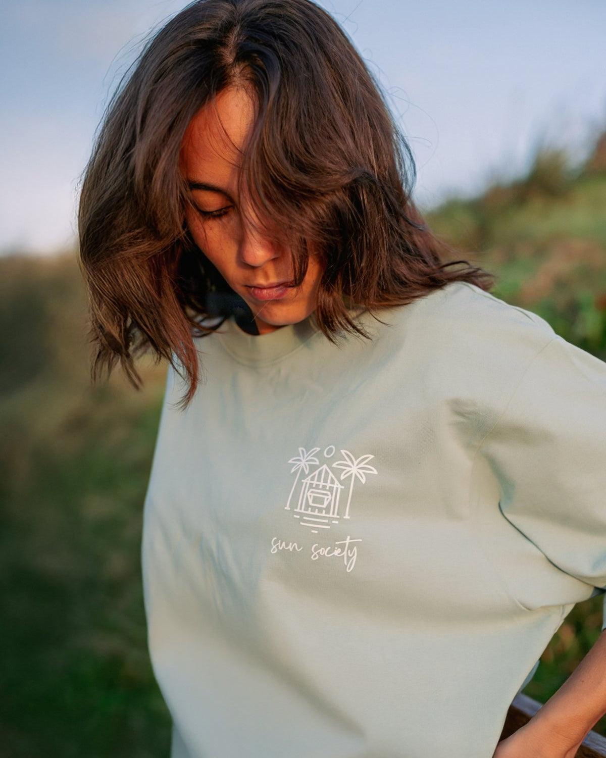 Sun Society Oversized T-Shirt - Aloe