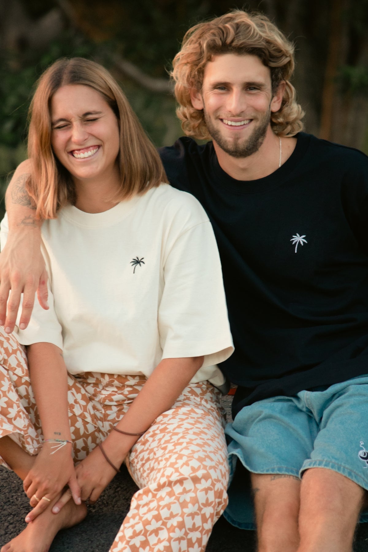 Palm Tree Oversized T-Shirt - Natural Raw