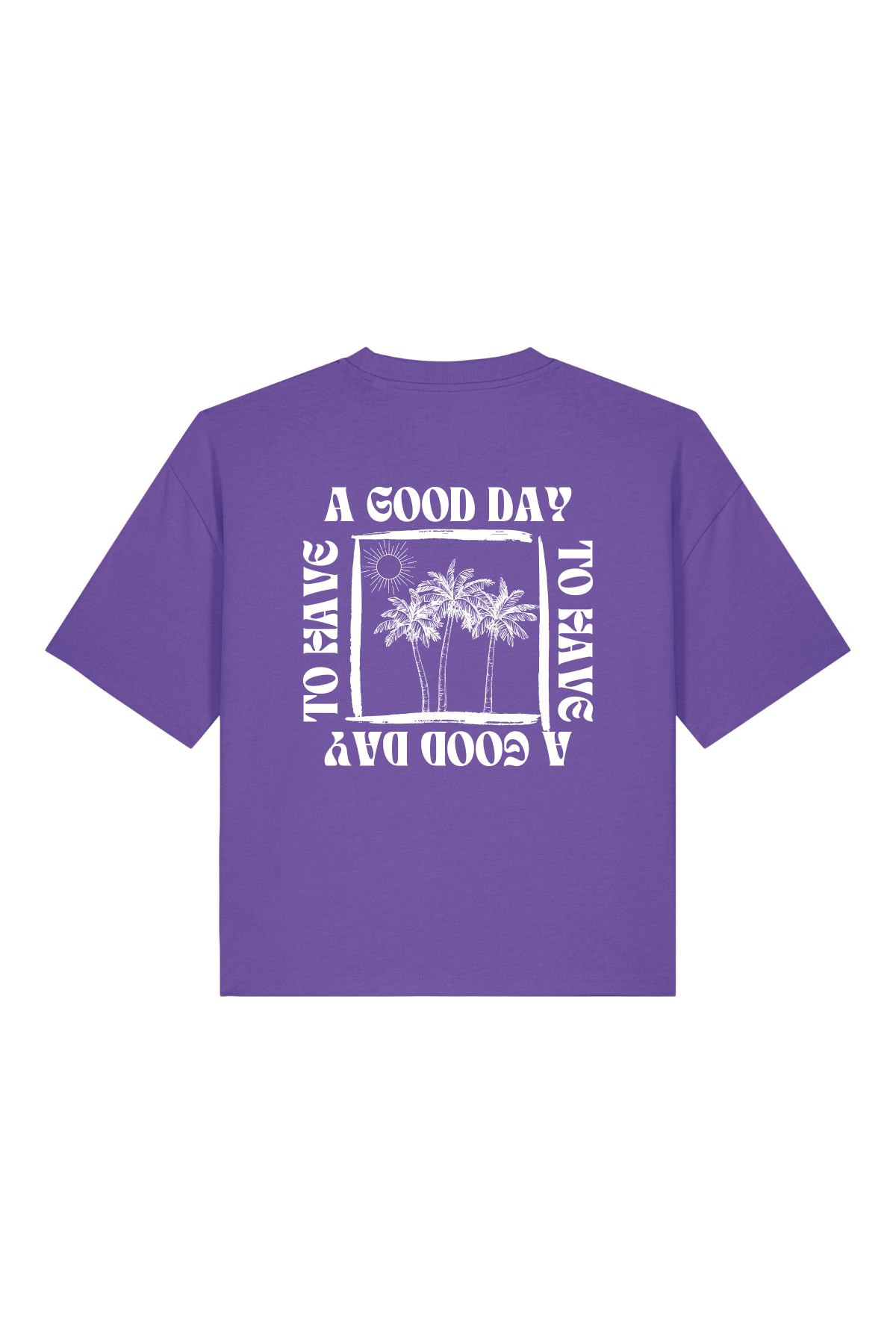 Crop Tshirt in Lila mit A Aood Day Druck Rückansicht
