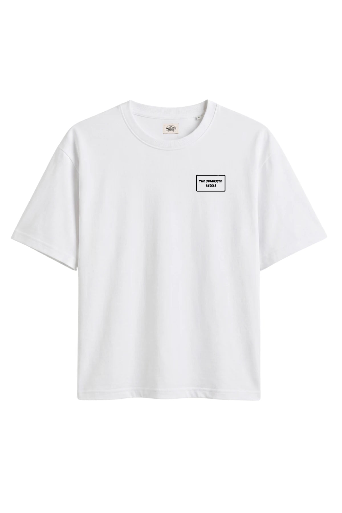 Weißes Oversized T-Shirt mit minimalistischem Frontlogo The Sunkissed Rebels