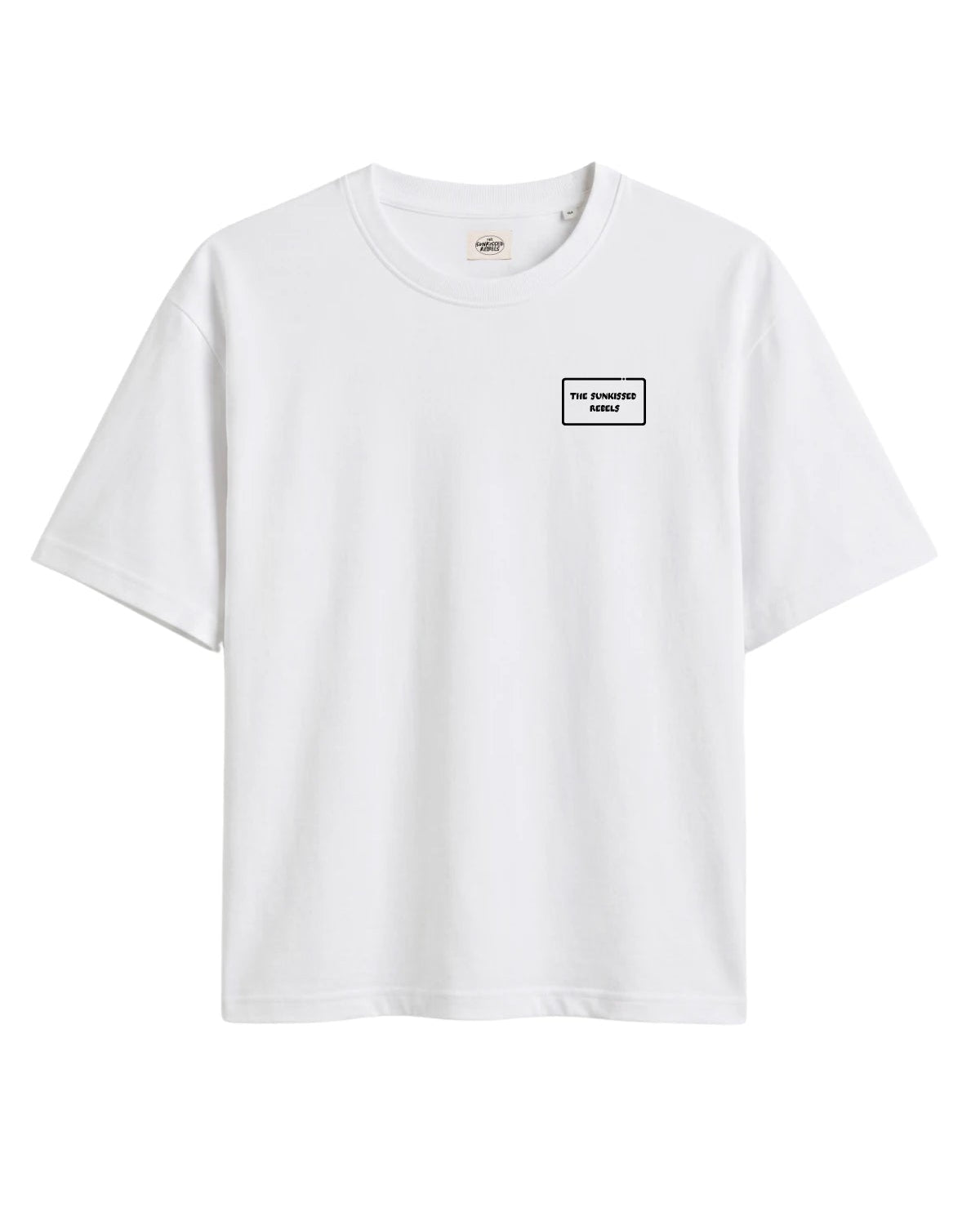 Weißes Oversized T-Shirt mit minimalistischem Frontlogo The Sunkissed Rebels