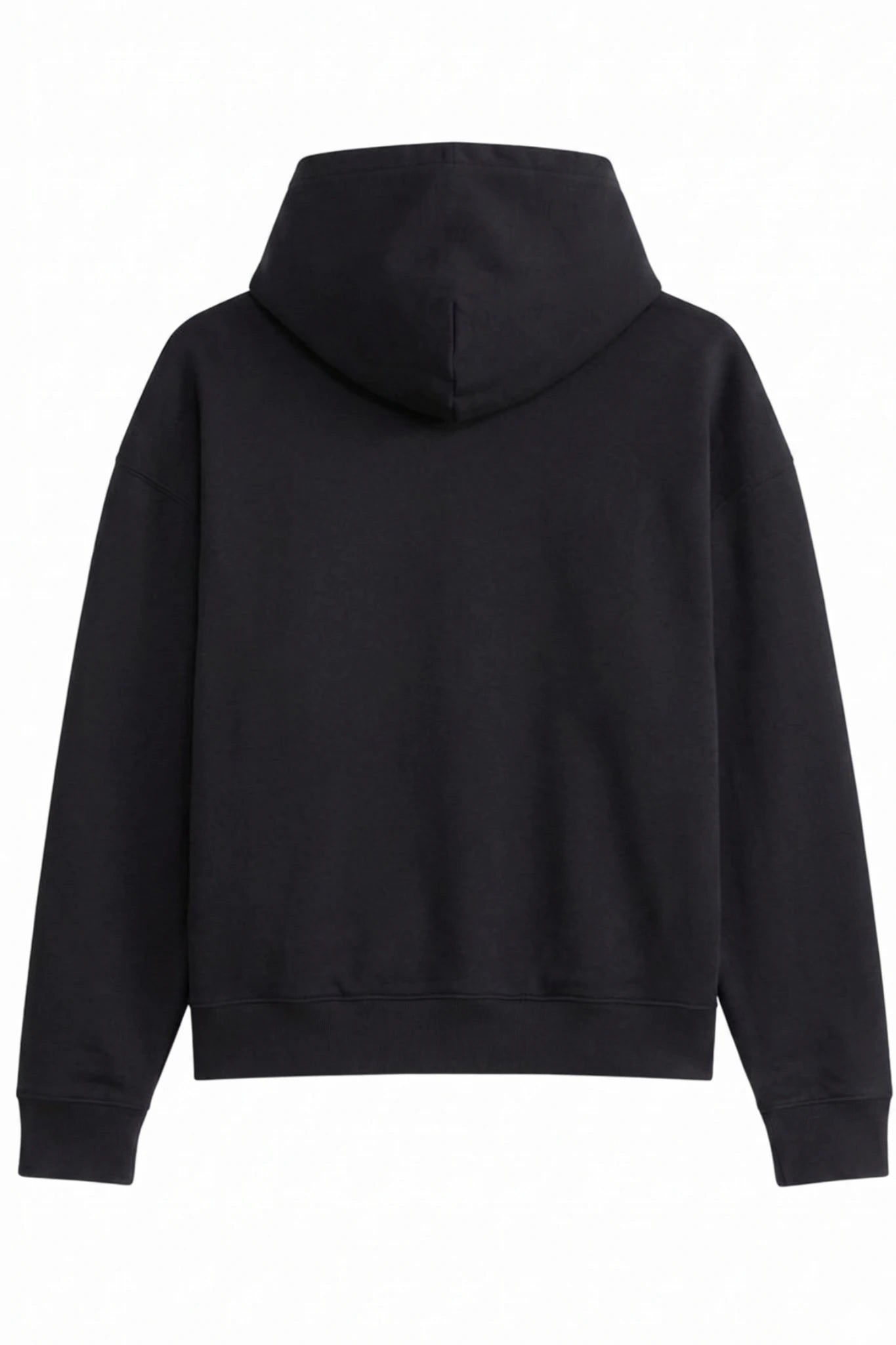 Schwarzer Oversized Hoodie mit Kapuze und minimalistischem Design Rückansicht