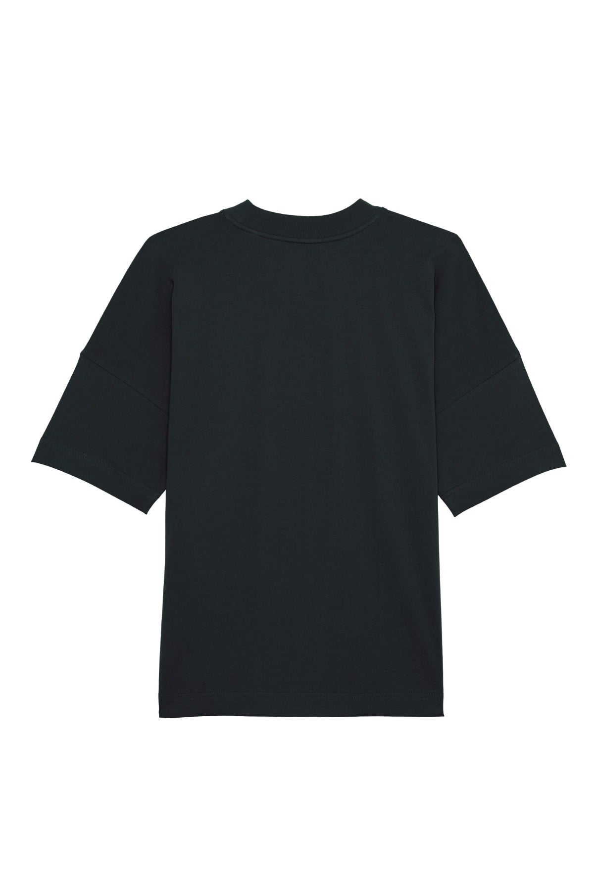 Oversized T-Shirt in Schwarz mit weißer Palmenstickerei – Rückansicht