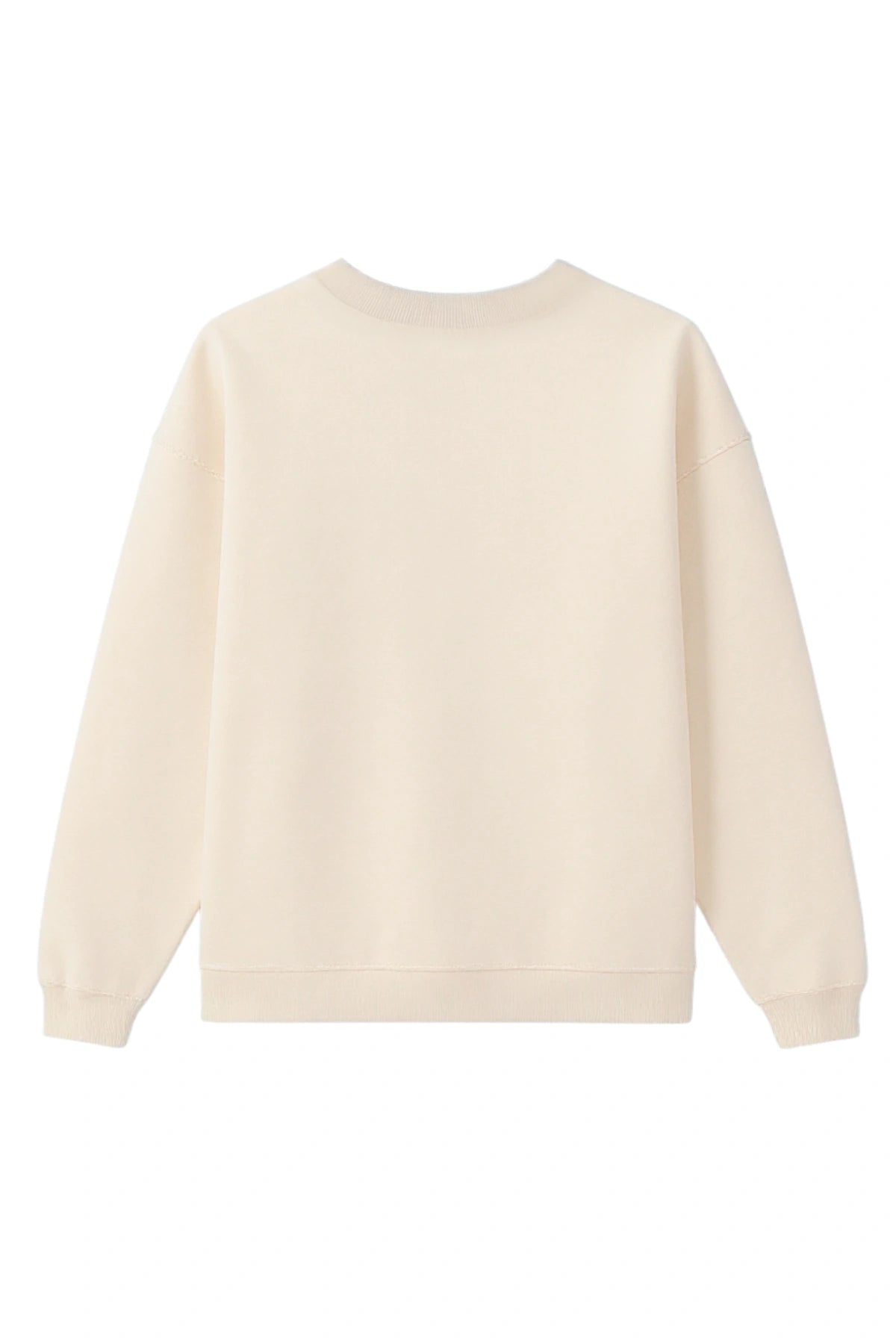 Rückansicht des Palm Tree Oversized Sweater in Cream, lockere Passform, cleanes Design ohne Print.