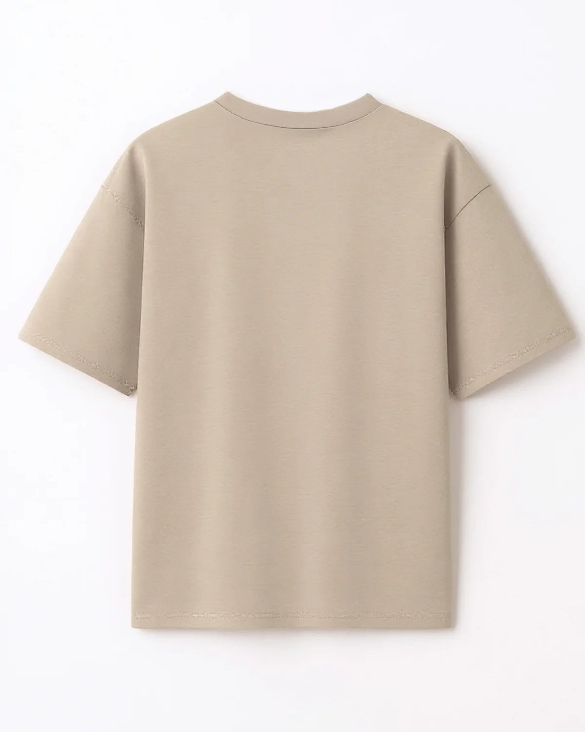 Rückseite des SNKRBLS Boxy Oversized T-Shirts in Stone ohne Aufdruck.