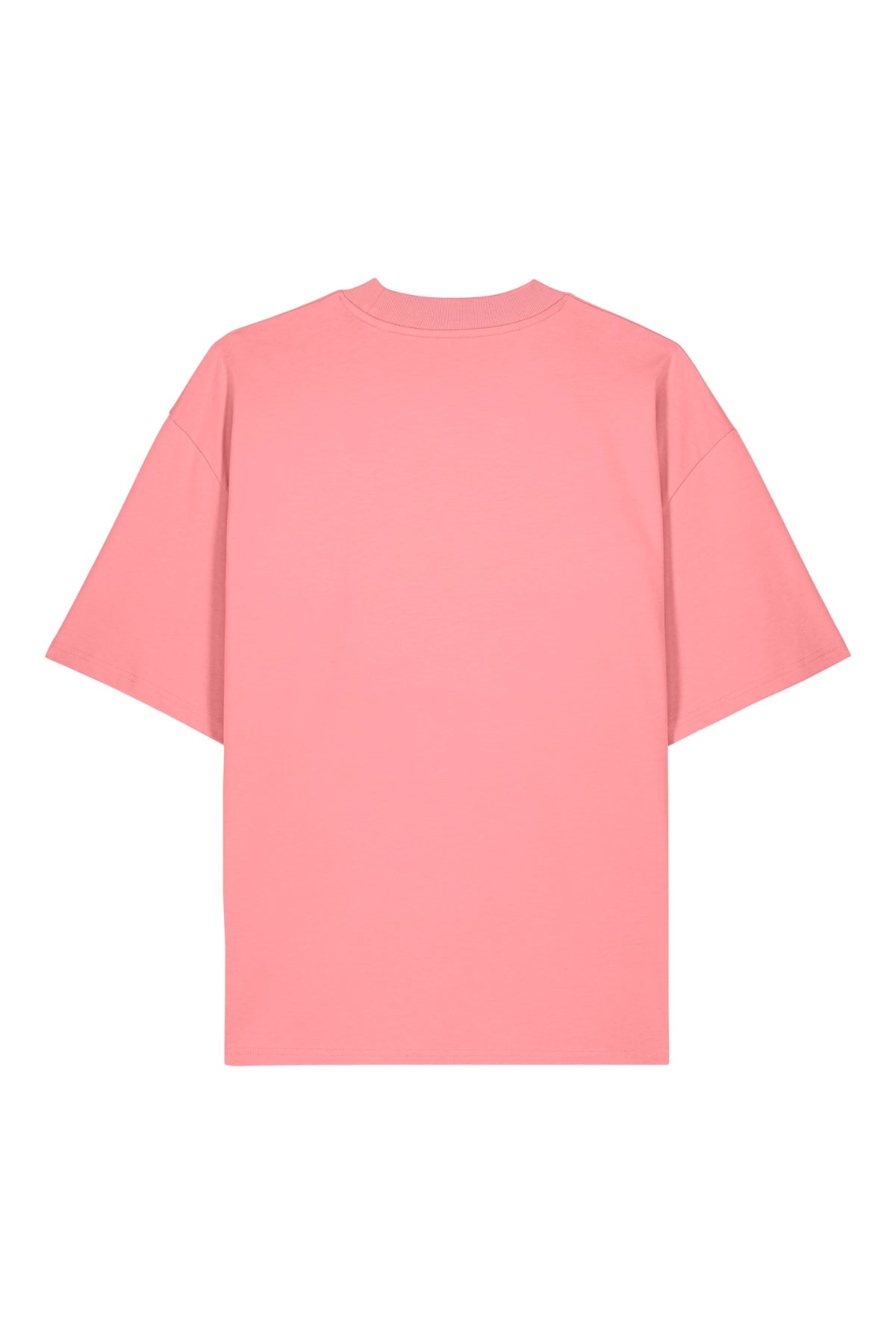 Rückansicht des SNKRBLS Oversized T-Shirts in Pink Joy – Produktabbildung auf weißem Hintergrund.
