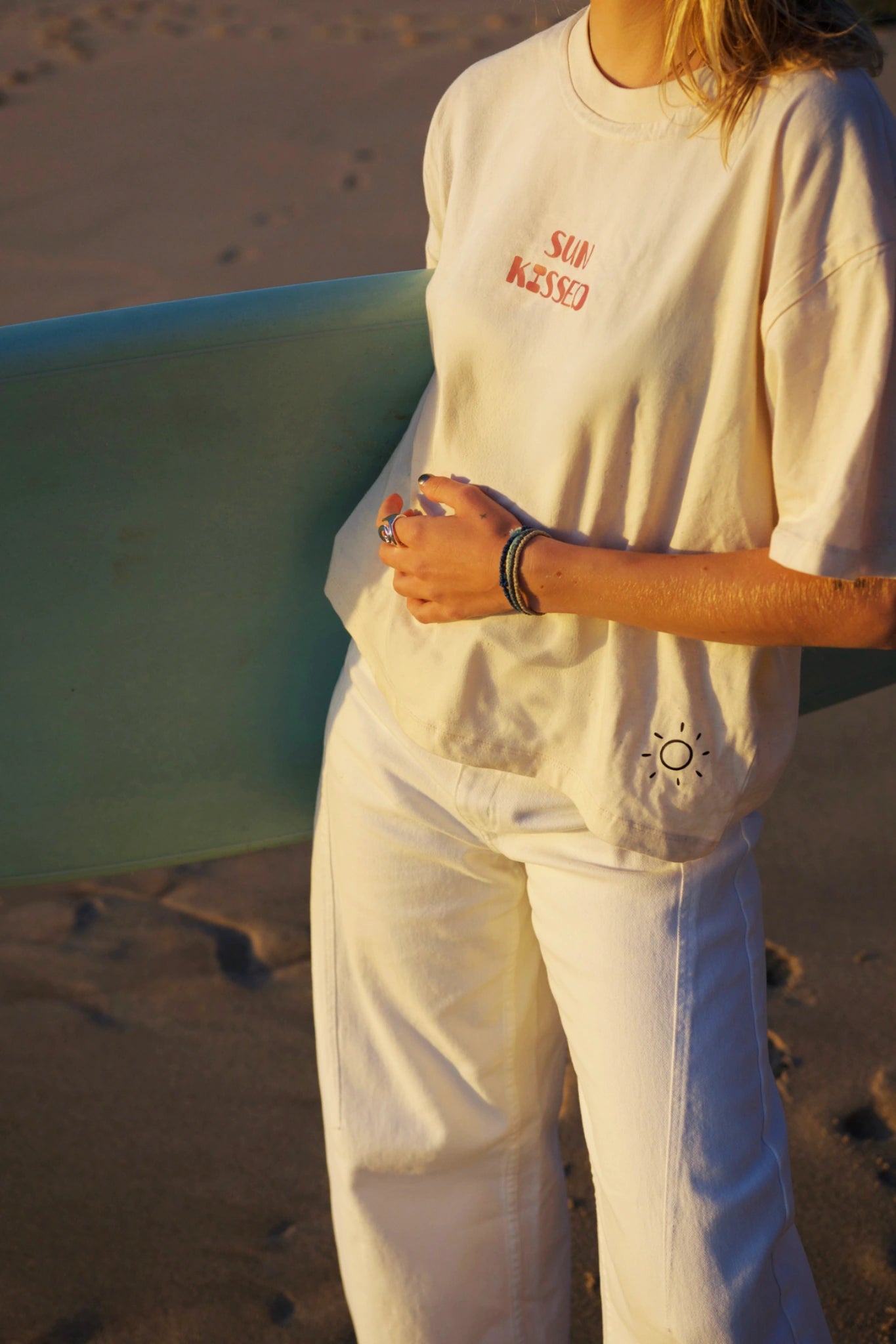 SUNKISSED Short T-Shirt Natural Raw close up fabric natural cotton