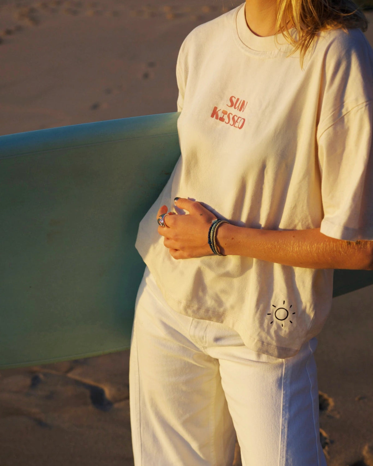 SUNKISSED Short T-Shirt Natural Raw close up fabric natural cotton