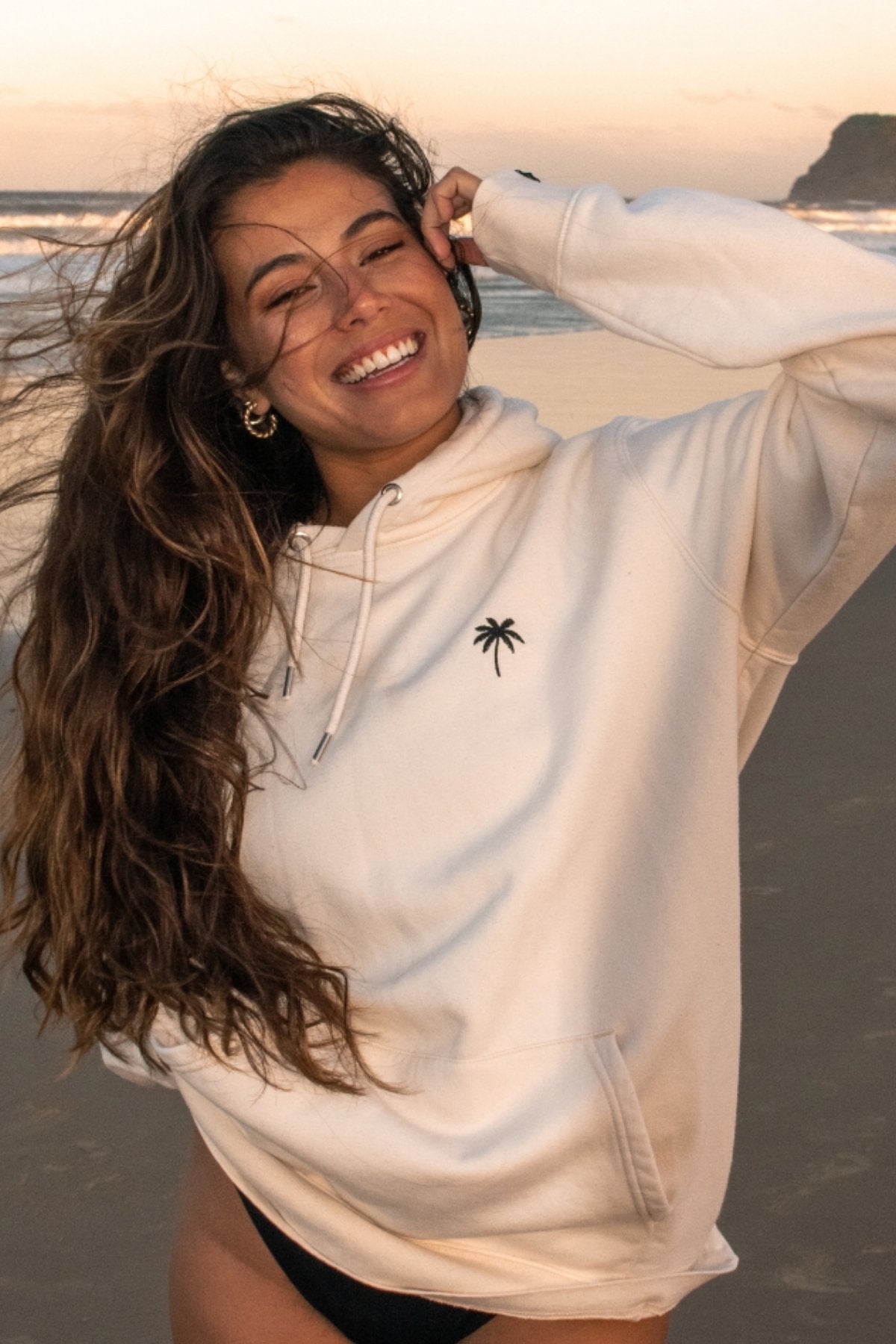 Palm Tree Hoodie - Natural Raw