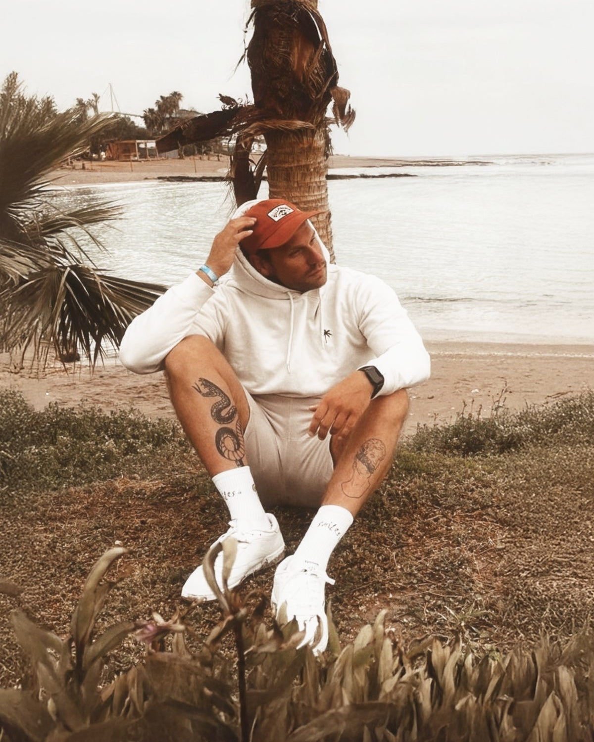 Palm Tree Hoodie - Natural Raw