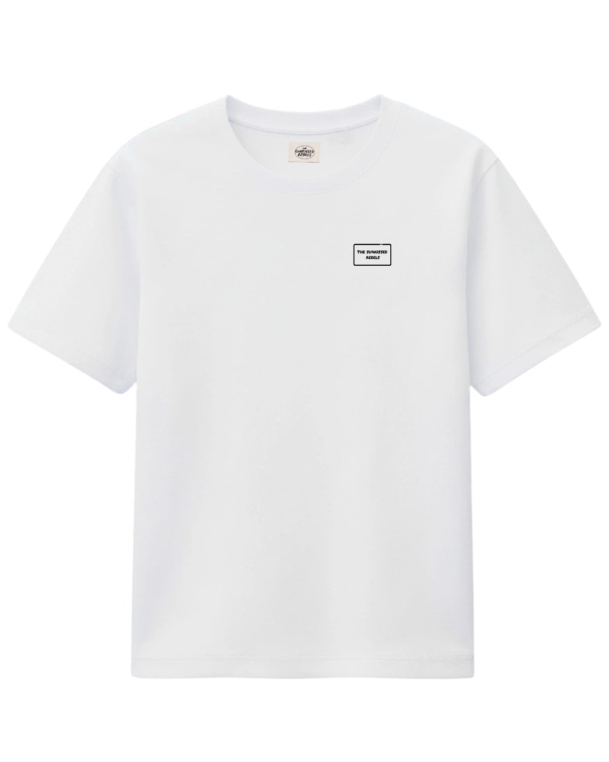 The Rebel Elements T-Shirt White Vorderseite kleines Logo Brust weißer Hintergrund
