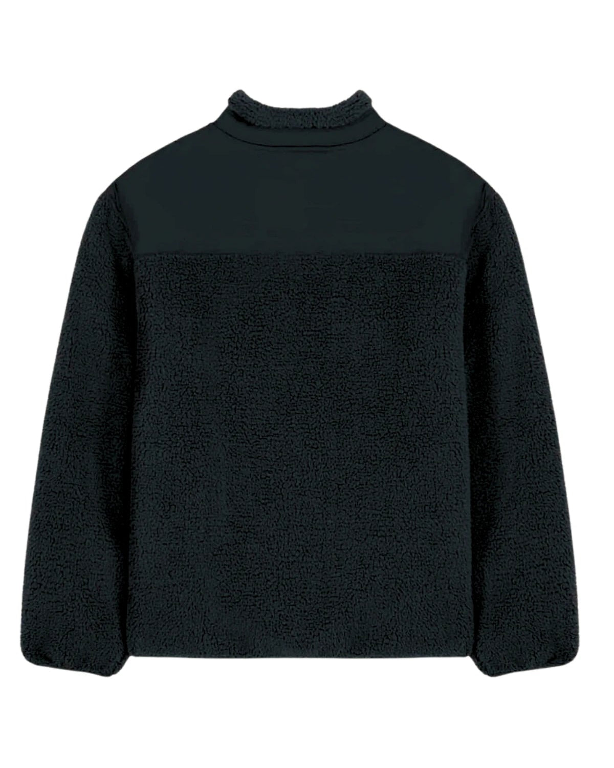 Rückansicht der schwarzen The Sunkissed Rebels Fleece Jacke mit glatter Schulterpartie und weichem Fleece-Material.