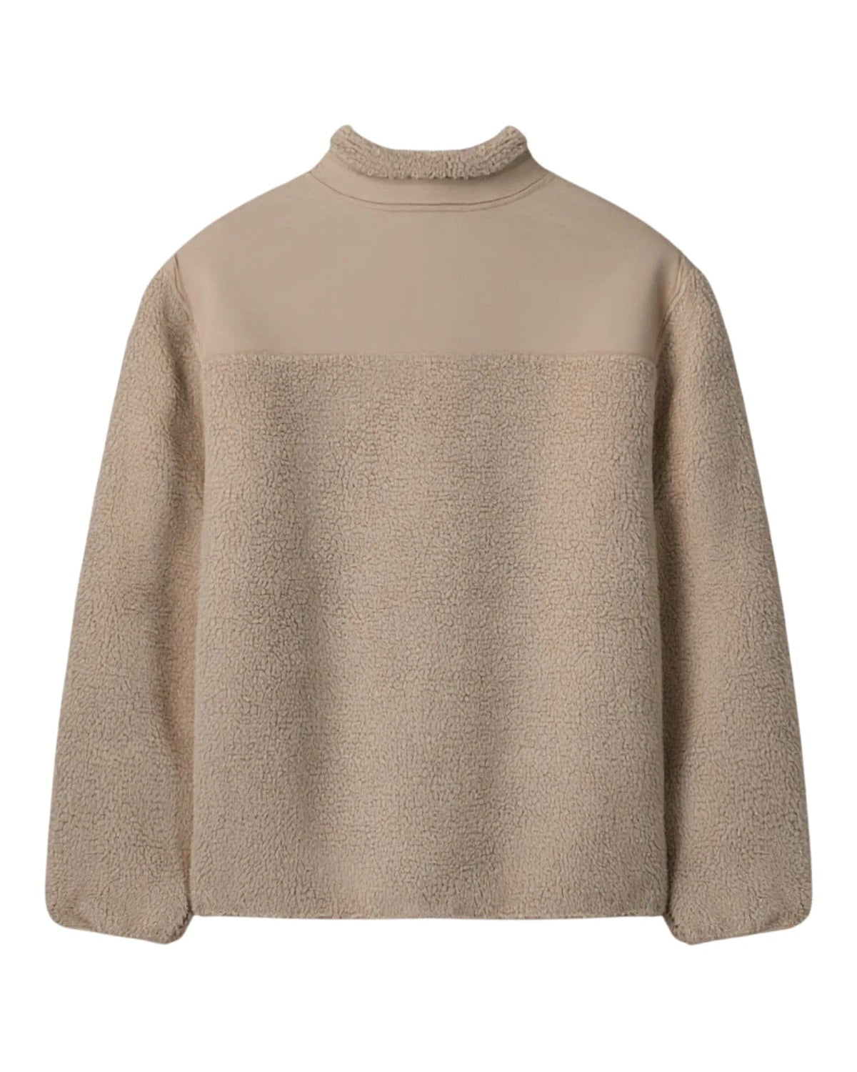 Rückansicht der The Sunkissed Rebels Fleece Jacket in Sand mit glatter Schulterpartie und weichem Fleece-Stoff.