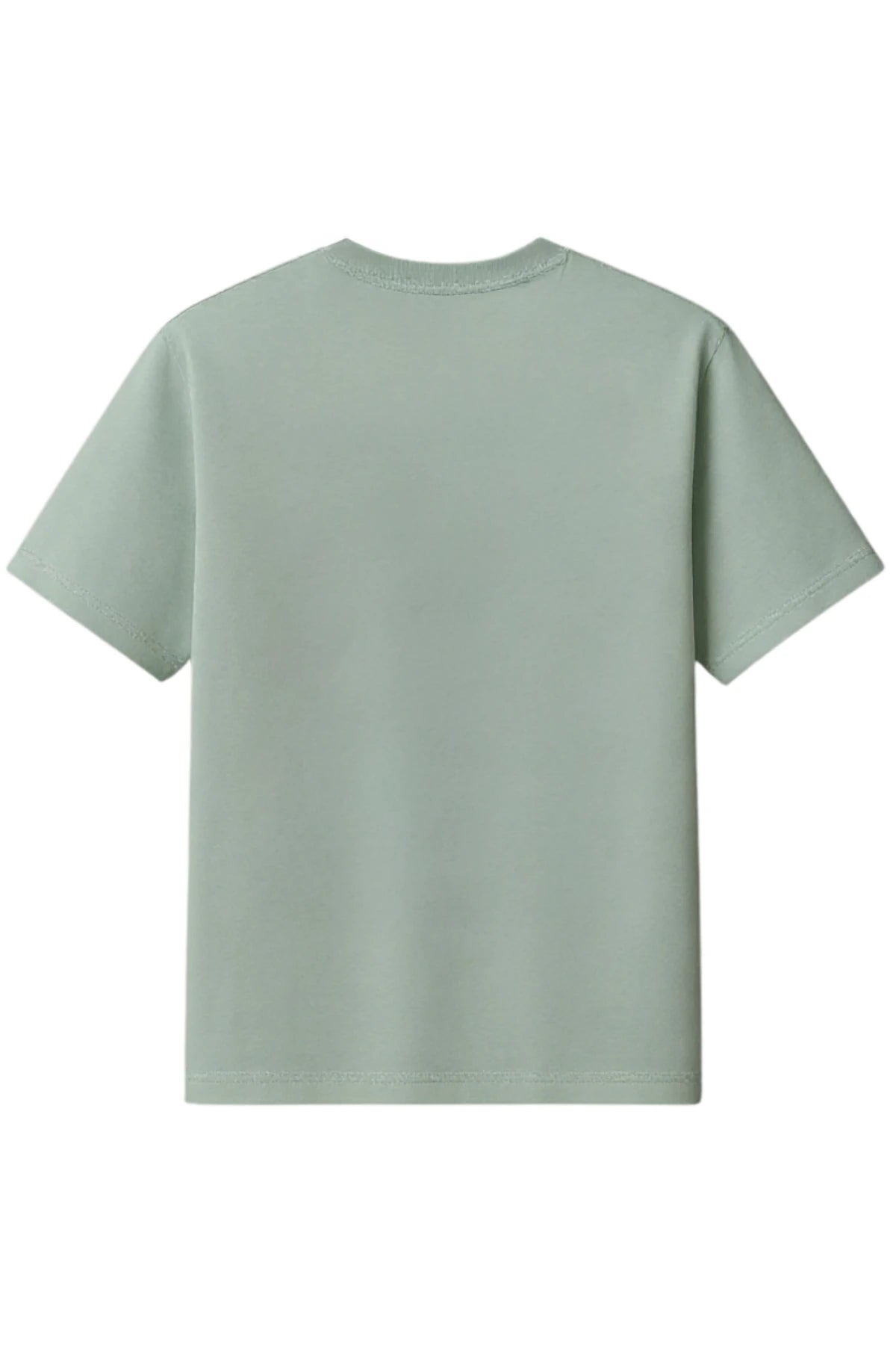 Rückansicht des aloe farbenden The Sunkissed Rebels Oversized T-Shirts in schlichtem Design ohne Druck.