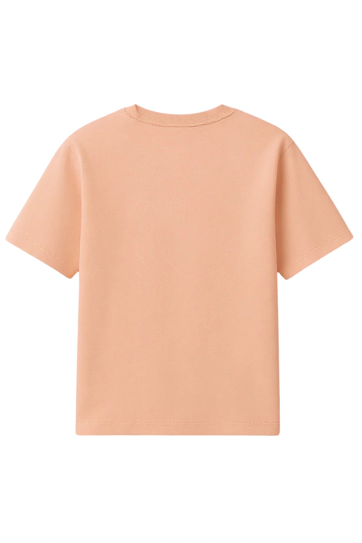 Rückansicht des korallenfarbenen The Sunkissed Rebels Oversized T-Shirts in schlichtem, einfarbigem Design.