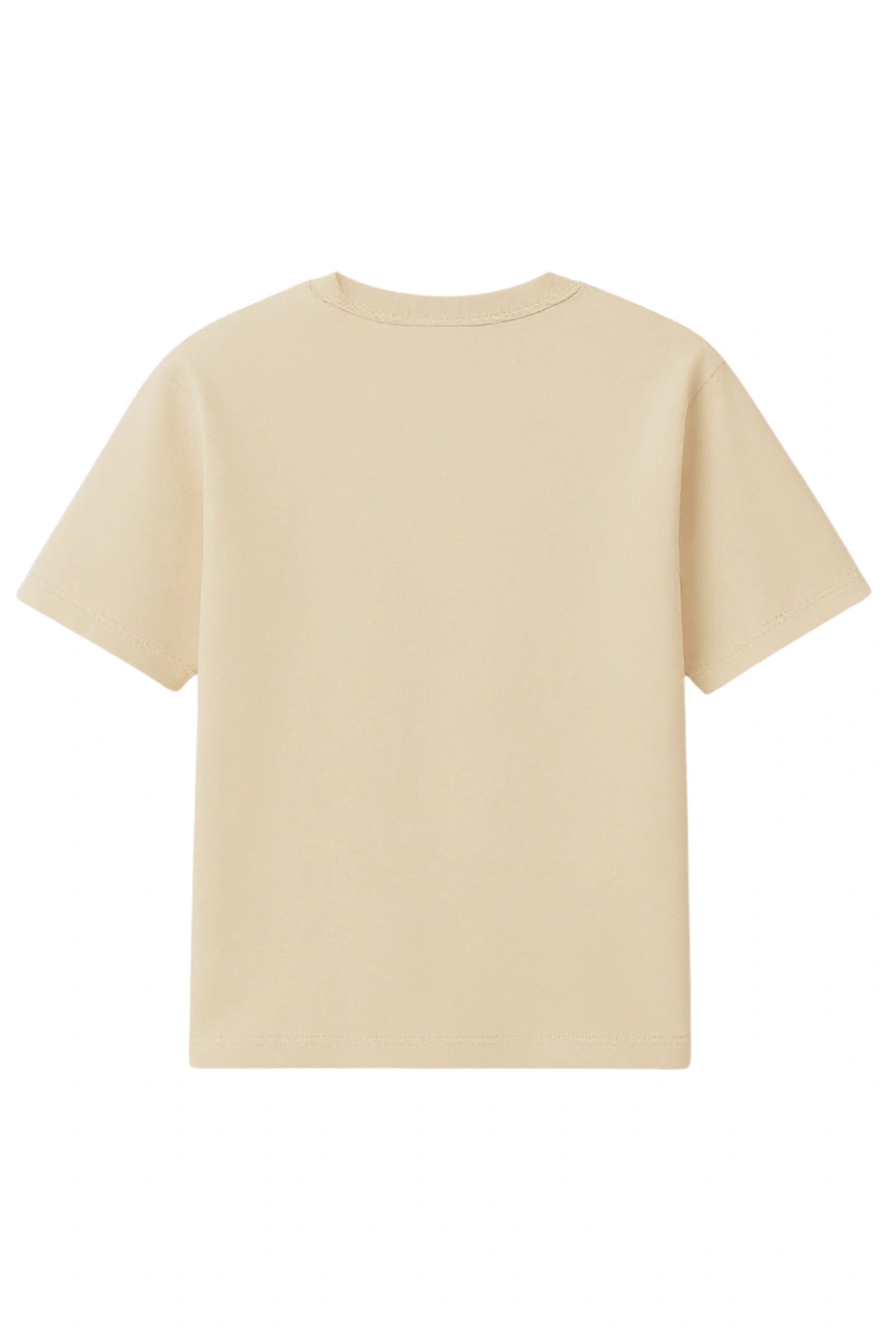 Rückansicht des naturfarbenen The Sunkissed Rebels Oversized T-Shirts in cleanem, einfarbigem Stil.