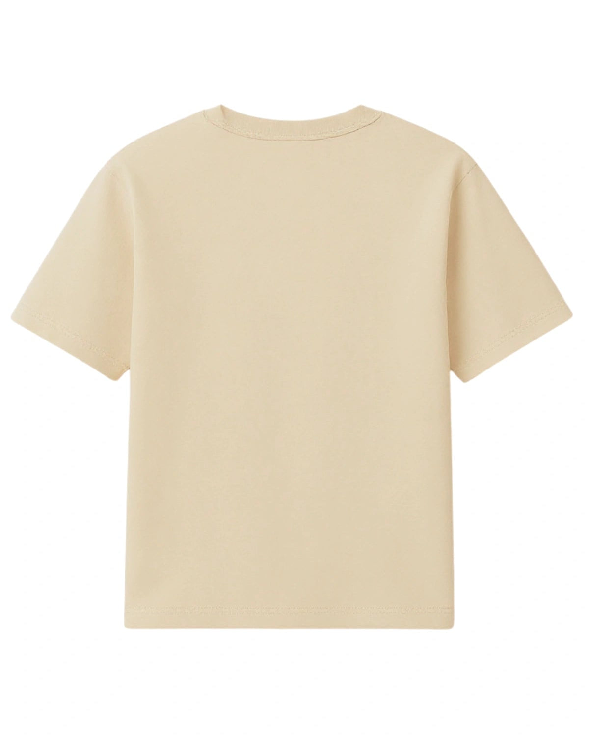 Rückansicht des naturfarbenen The Sunkissed Rebels Oversized T-Shirts in cleanem, einfarbigem Stil.