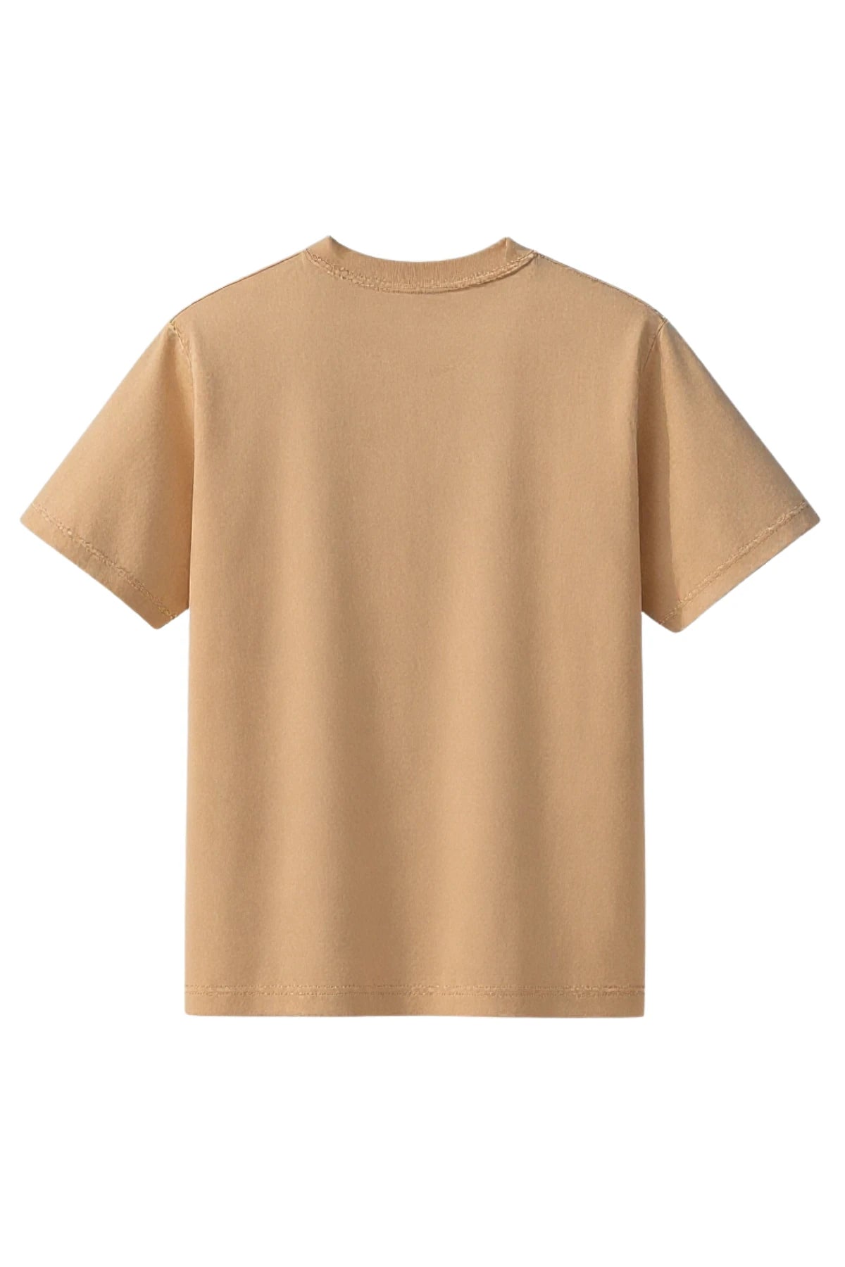 Rückansicht des beigen The Sunkissed Rebels Vintage T-Shirts in Latte ohne Aufdruck.