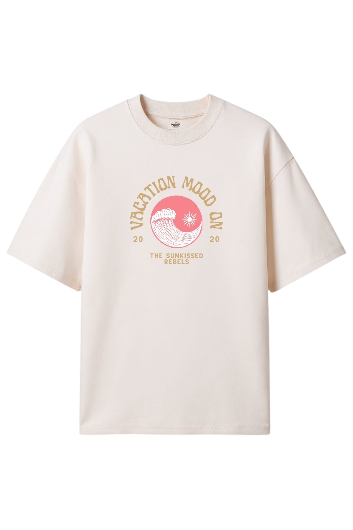 Vacation Mood On Boxy Oversized T-Shirt - Cream