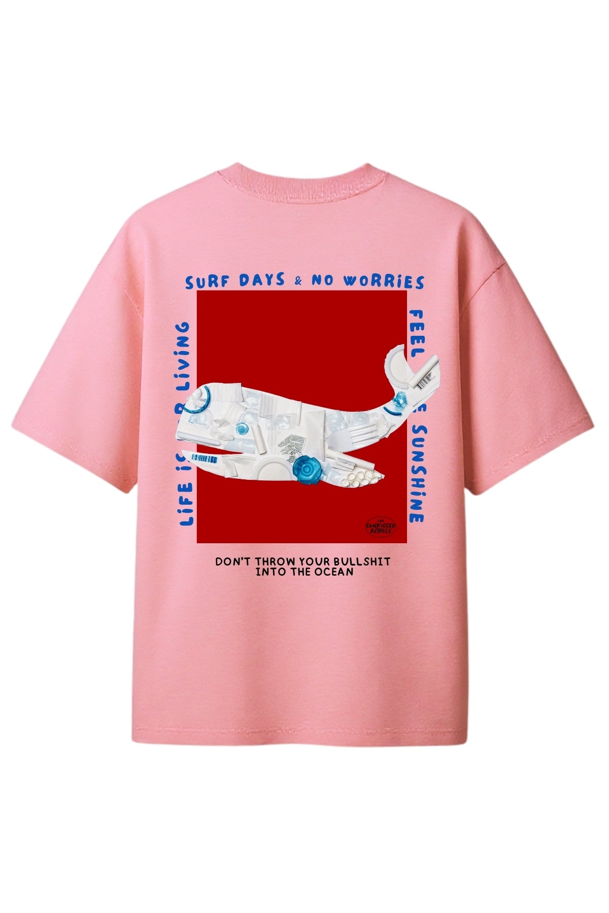 No Bullshit Whale Boxy Oversized T-Shirt - Pink Joy