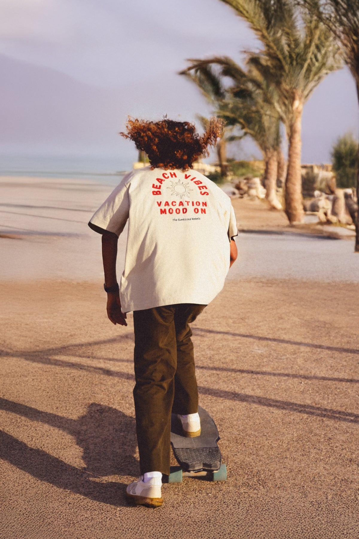 Beach Vibes Oversized T-Shirt - Sand