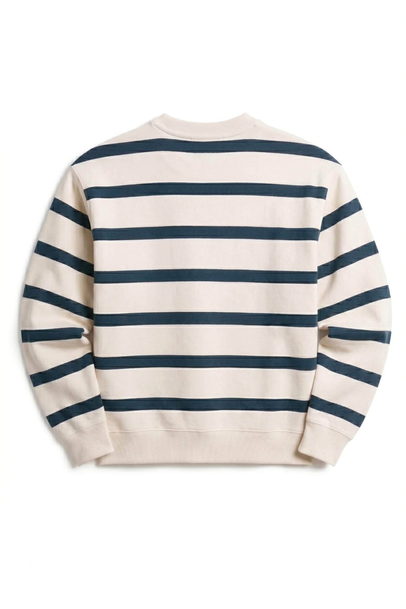 Gestreifter Sweater in Cream mit dunkelblauen Streifen auf der Rückseite im maritimen Design