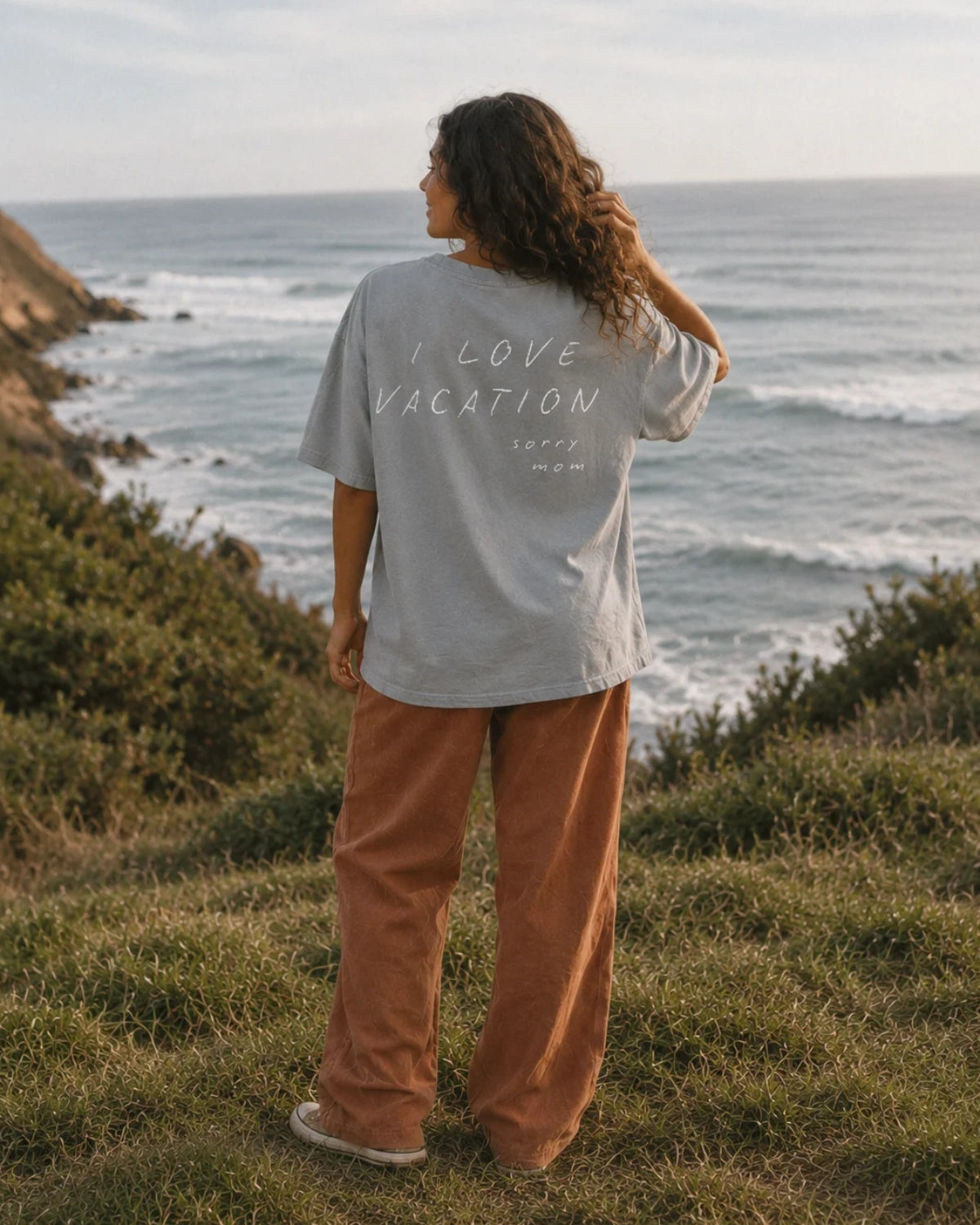 Sorry Mom Heavy Tee – Misty Grey 🌴