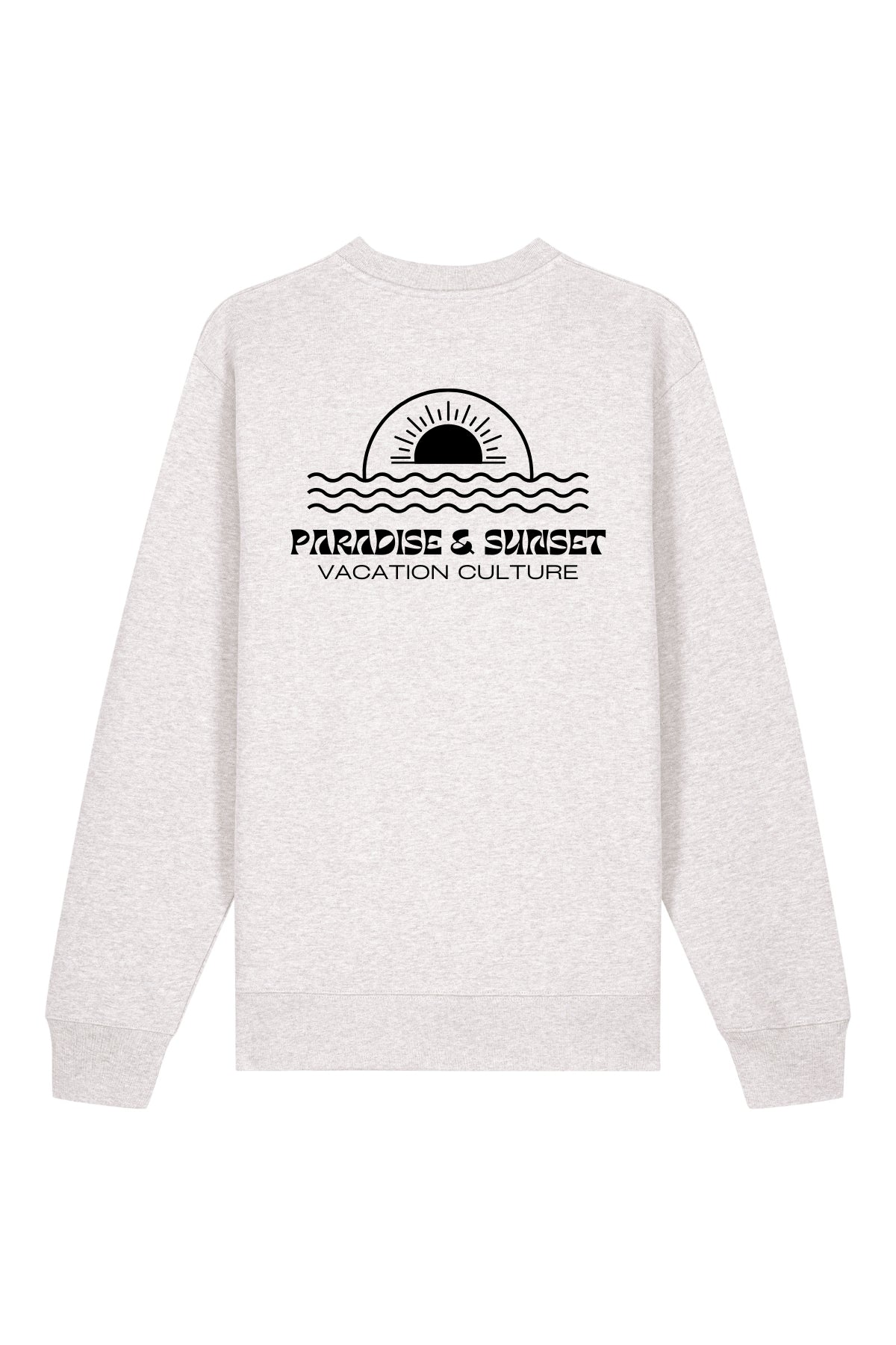 Paradise and Sunset Sweater in Grey mit The Sunkissed Rebels Logo, Rückansicht
