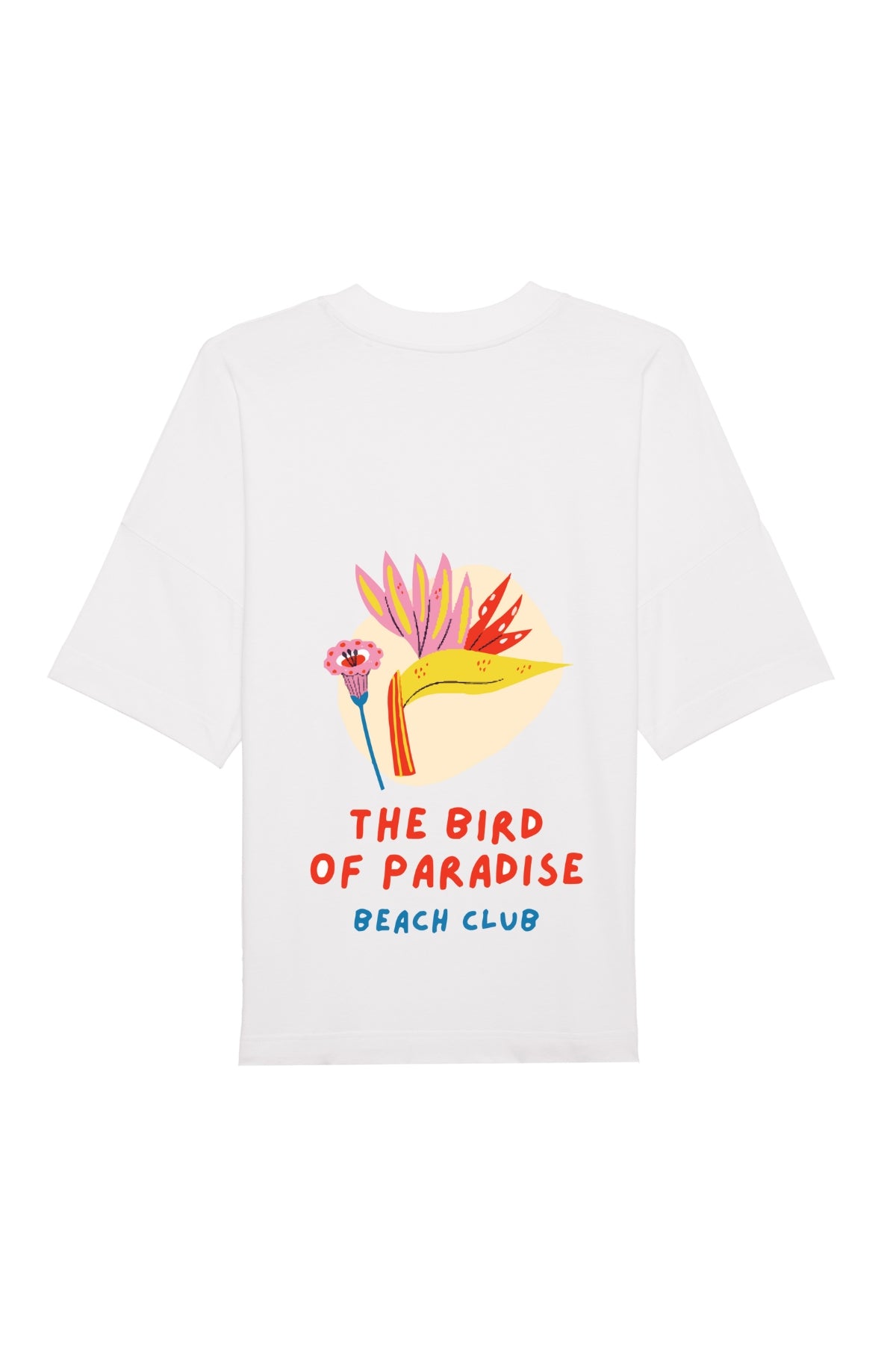 Produktfoto des Backprints von dem oversized T-Shirt Bird of Paradise von The Sunkissed Rebels 