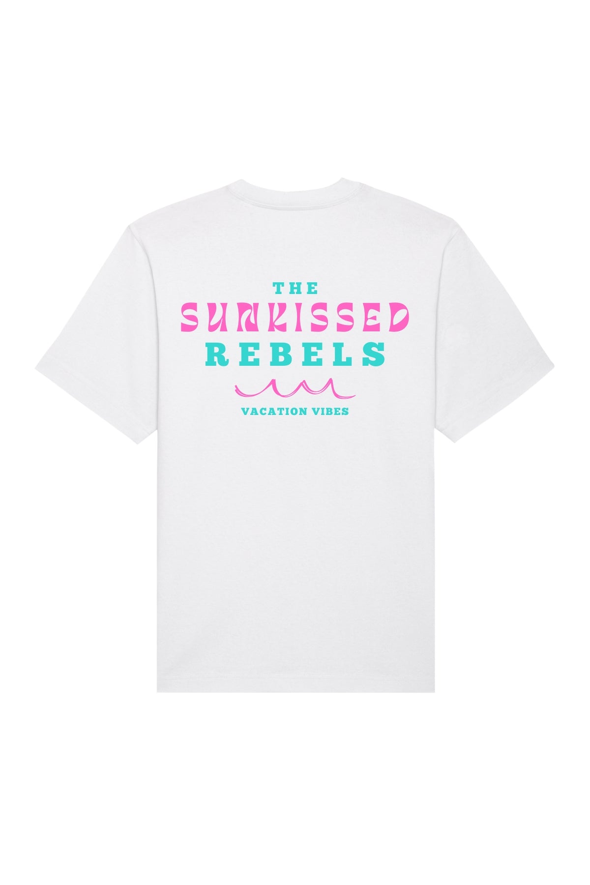 Produktfoto des Vacation Vibes T-Shirts in weiß von The Sunkissed Rebels