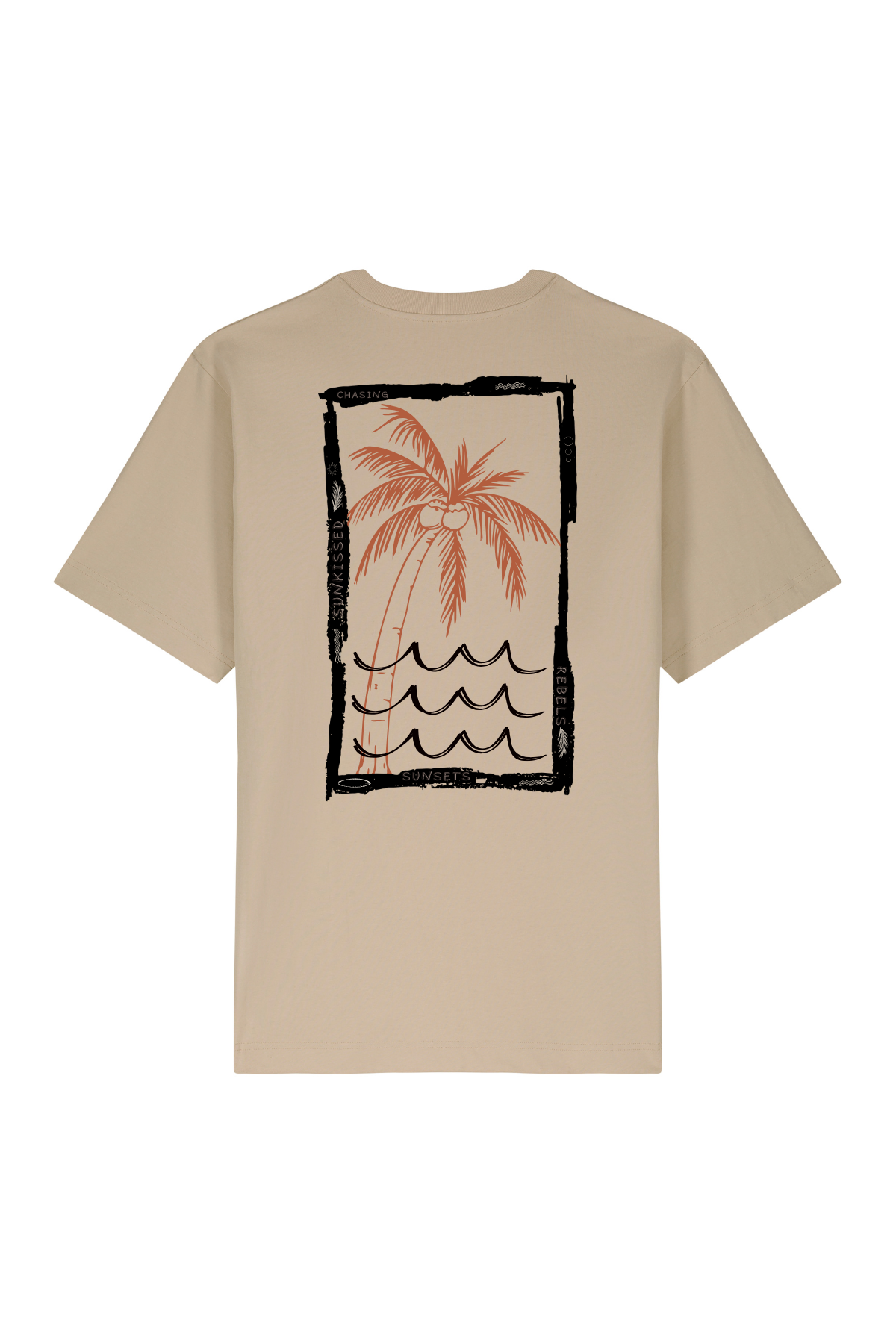 Waves & Palm Trees Oversized T-Shirt - Sand