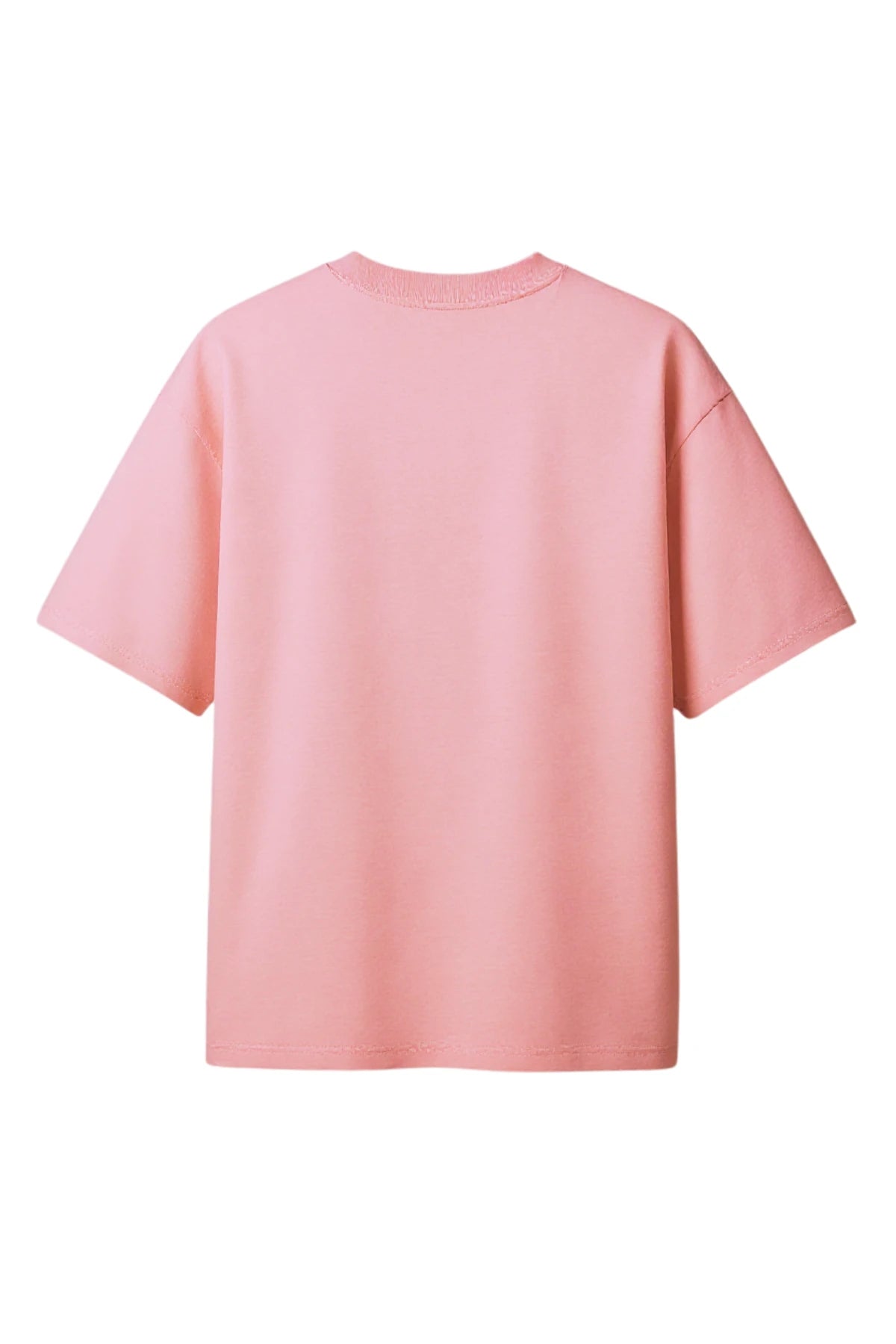 Rückseite des SNKRBLS Boxy Oversized T-Shirts in Pink Joy ohne Aufdruck.