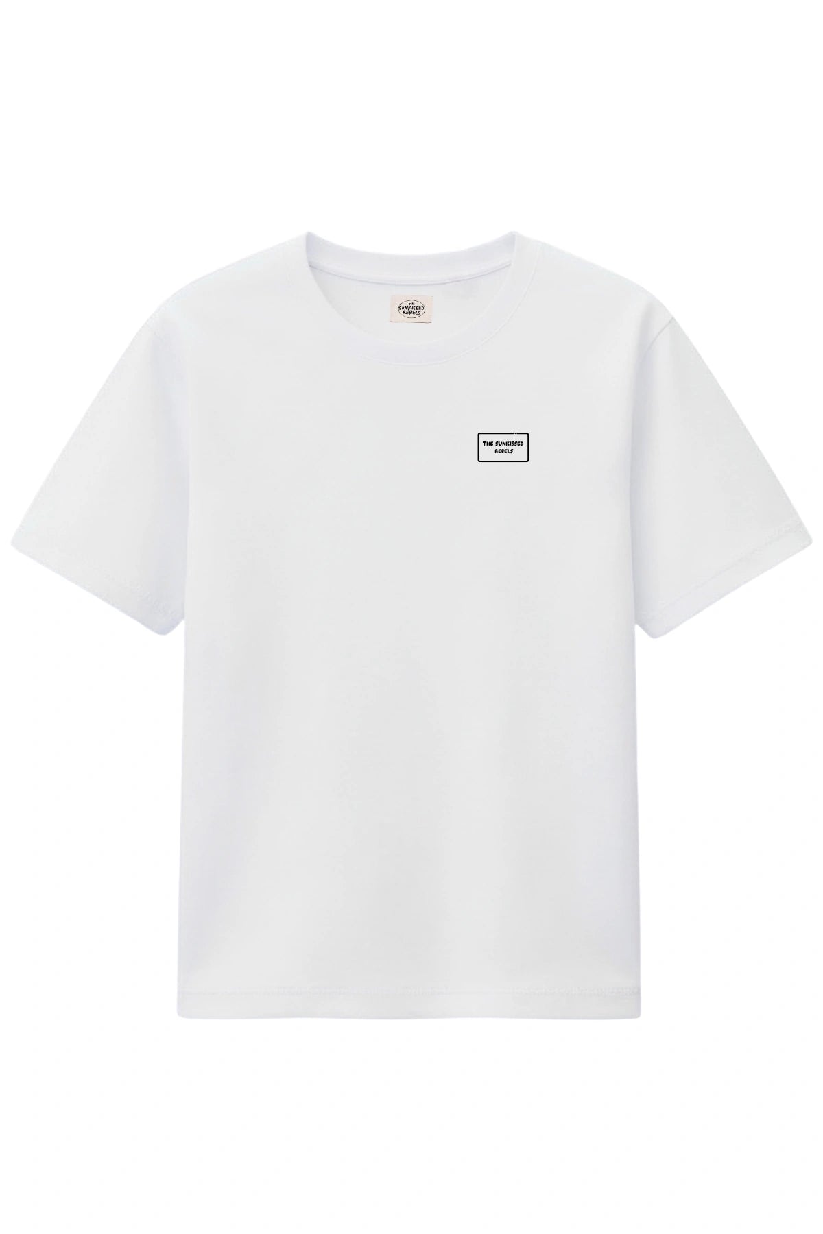 The Rebel Elements T-Shirt White Vorderseite kleines Logo Brust weißer Hintergrund