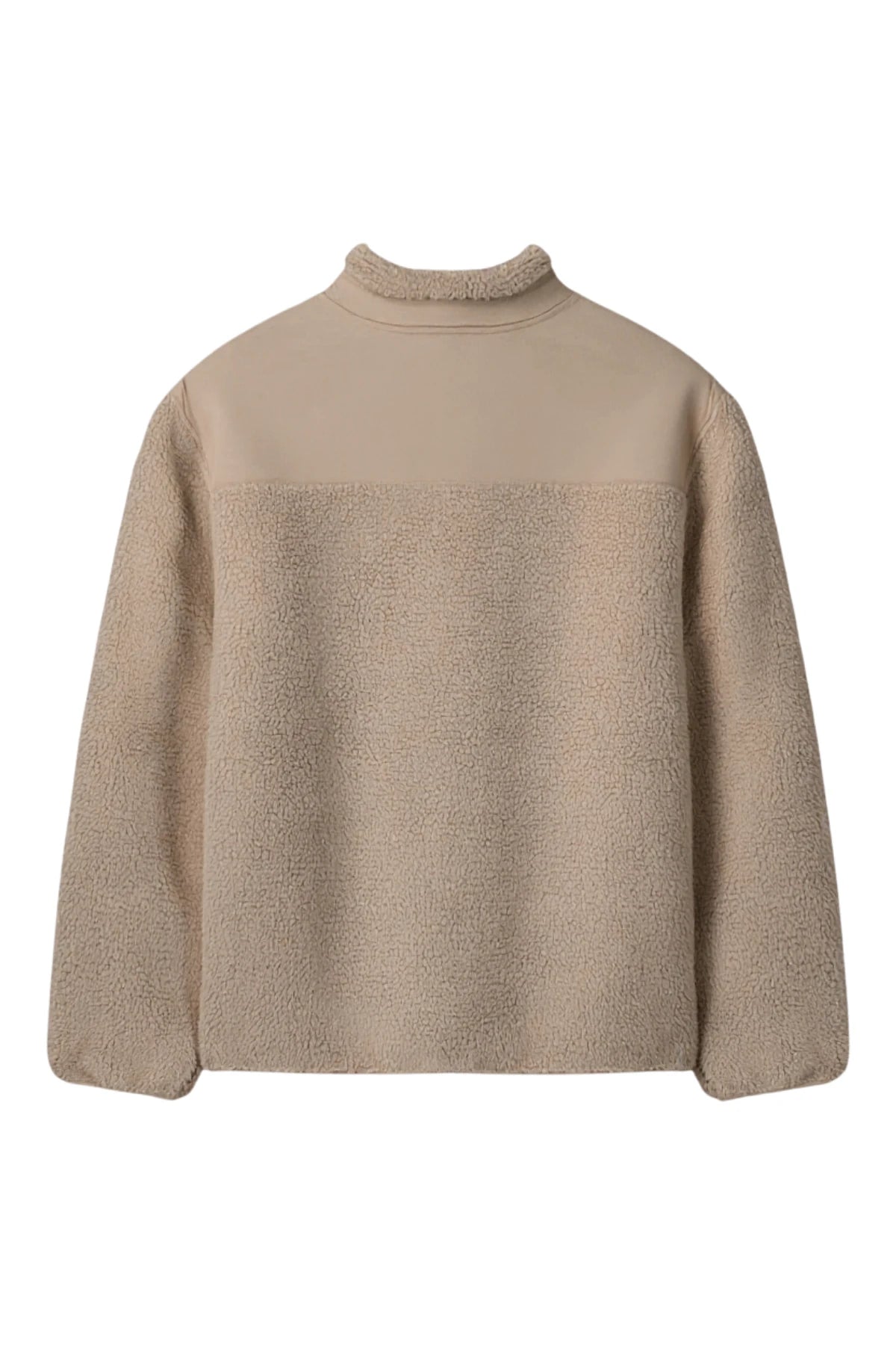 Rückansicht der The Sunkissed Rebels Fleece Jacket in Sand mit glatter Schulterpartie und weichem Fleece-Stoff.