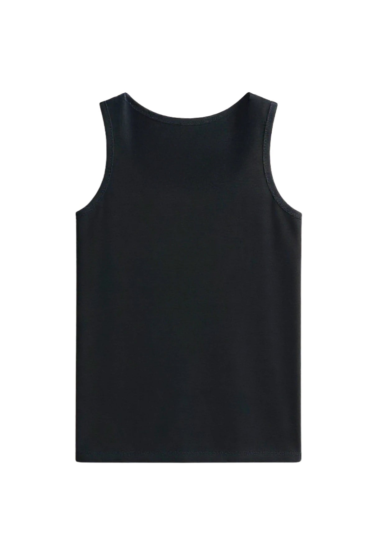 Rückseite des schwarzen Vacation Mood On Tank Tops ohne Aufdruck.