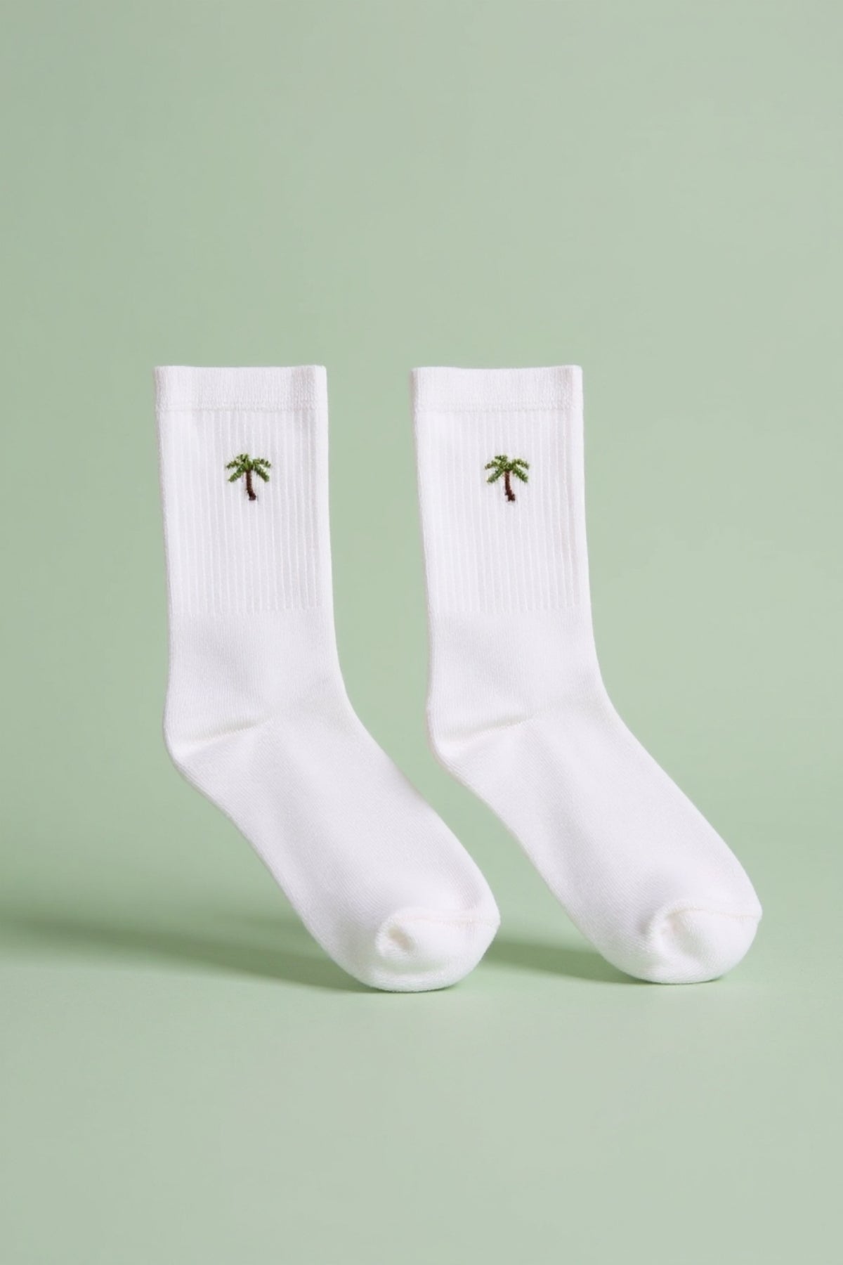 Palm Tree Tennis Socks - White
