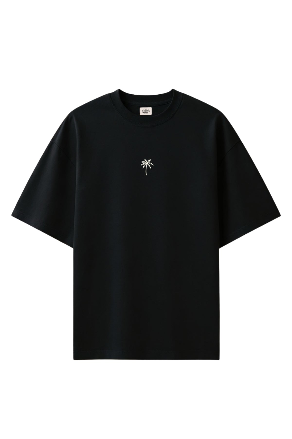 Palm Tree Boxy Oversized T-Shirt -Black